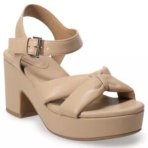 Knot Bow Women's Heels Size 7.5 Light Tan, Casual Brunch Summer Fall